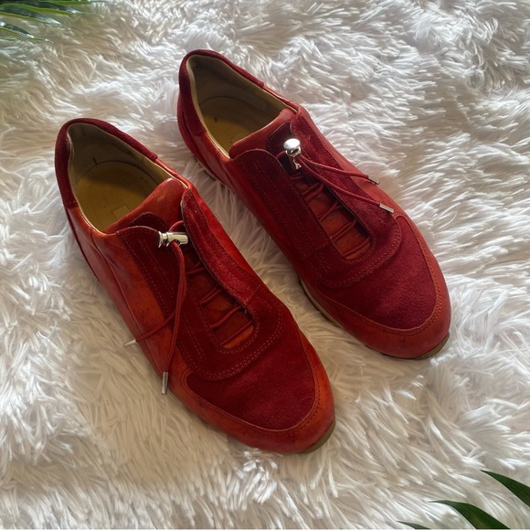 Paul Green Red Leather & Suede Elvis Sneakers | Size 6 - Picture 1 of 13